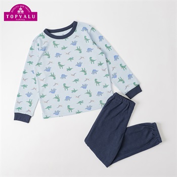 肌側美起毛ふんわり触感 長袖ルームウエア キッズ 男の子 トップバリュ 110cm-130cm(サックス-110cm)