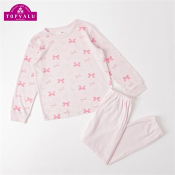 肌側美起毛ふんわり触感 長袖ルームウエア キッズ 女の子 トップバリュ 110cm-130cm(ピンク-110cm)
