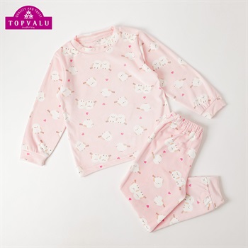 ピースフィットウォーム ベロアフリース長袖ルームウェア キッズ 女の子 トップバリュ 110cm-130cm(ピンク-110cm)
