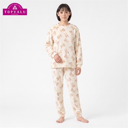 ピースフィットウォーム ベロアフリース長袖ルームウェア キッズ 女の子 トップバリュ 140cm-160cm