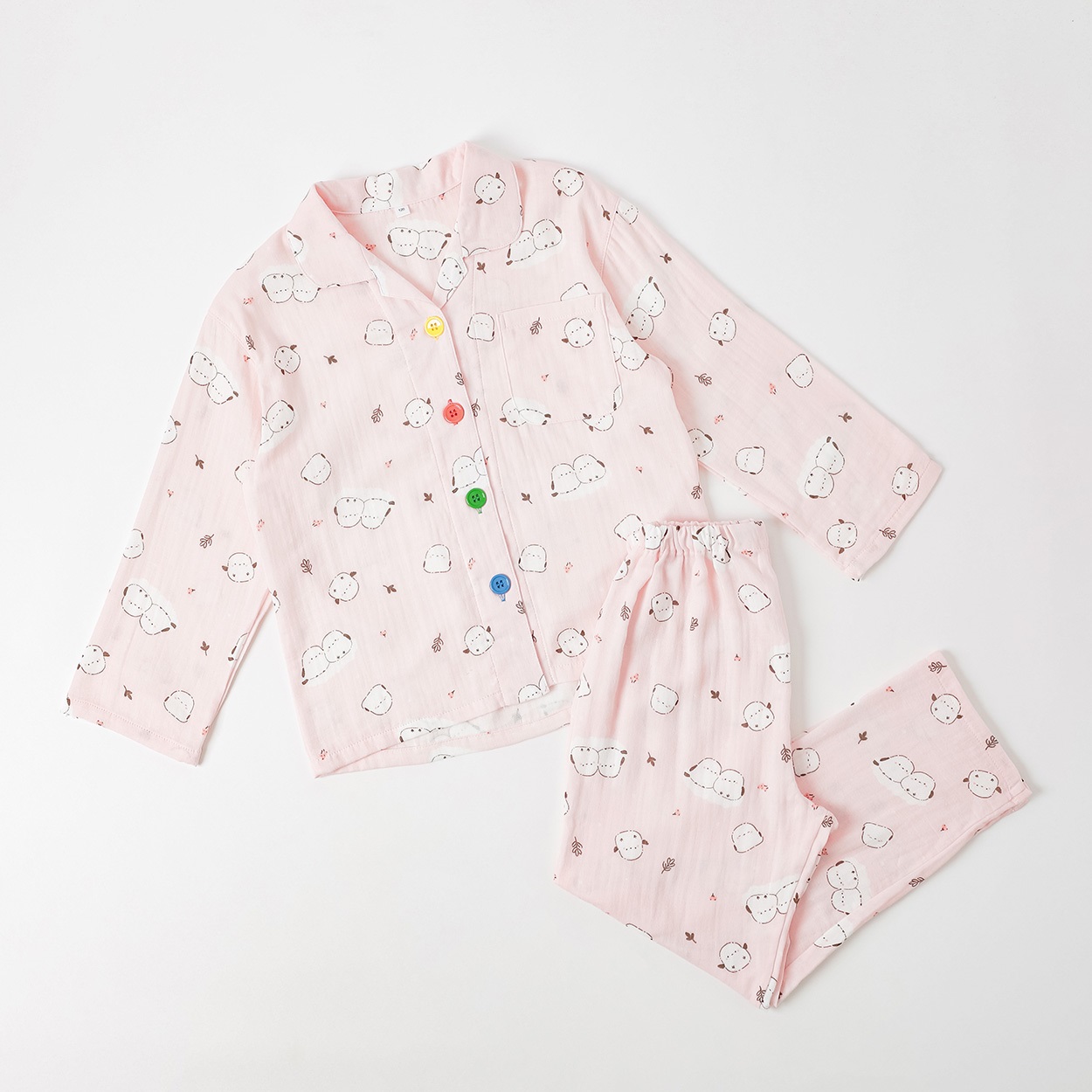 2重ガーゼパジャマ キッズ 女の子 110cm-130cm(ピンク-130cm)