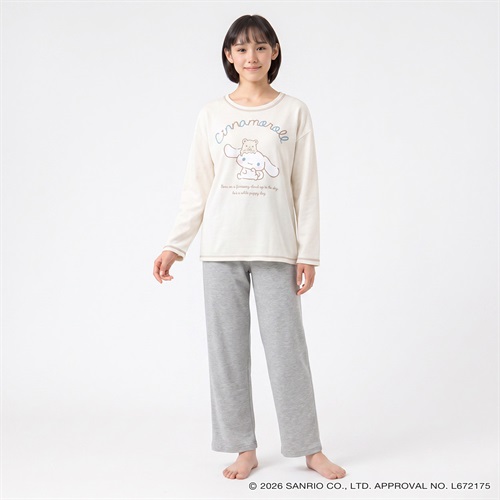 シナモロール 裏毛ドロップショルダー ルームウェア キッズ 女の子 140cm-160cm