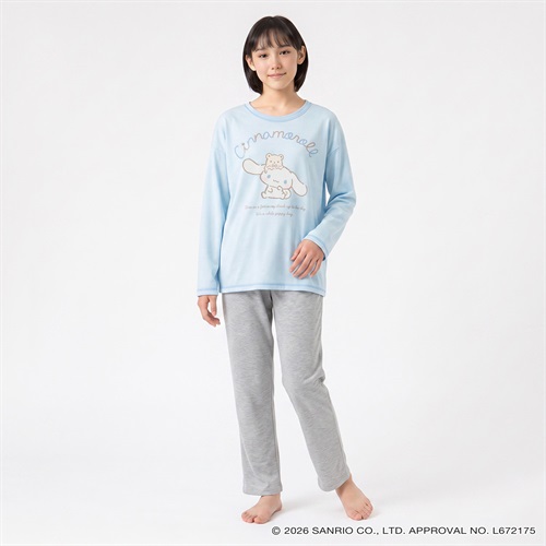 シナモロール 裏毛ドロップショルダー ルームウェア キッズ 女の子 140cm-160cm(サックス-140cm)