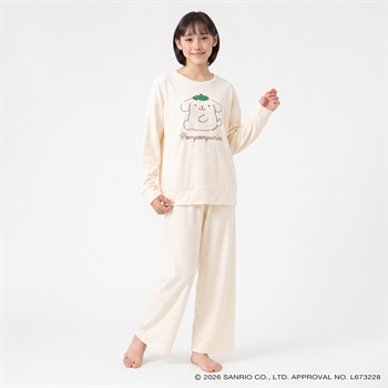 サンリオキャラクターズ グリーンデザイン   ストレッチＴスーツ ルームウェア キッズ 女の子 130cm-160cm(アイボリー-130cm)