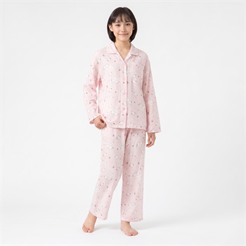 2重ガーゼパジャマ キッズ 女の子 140cm-160cm(ピンク-140cm)