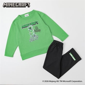 マインクラフト 裏毛パジャマ シール付き キッズ 男の子 110cm-130cm(グリーン-110cm)