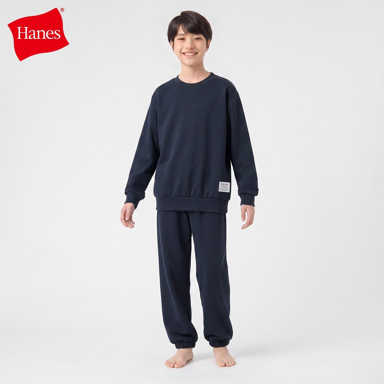Hanes(ヘインズ) ダンボールルームウェア ハンカチ付き キッズ 男の子 140cm-160cm(ネイビー-140cm)