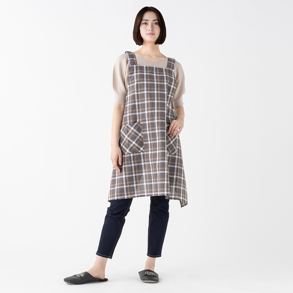 エプロン H型 先染めチェック レディス | イオンスタイルオンライン