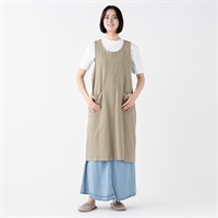 エプロン フリークロス 綿ワッシャー無地 レディス(ウスミドリ-MｰL)