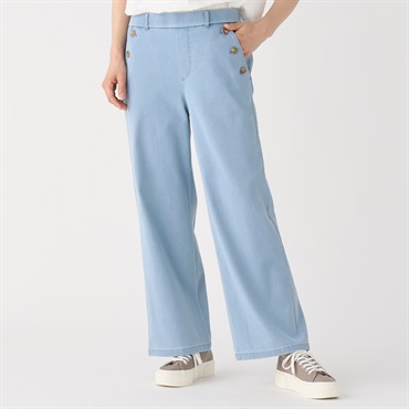 【ポイント20倍対象商品】冷感メッシュデニムワイドパンツ レディス ESSEME(エシーム)(ウスアオ-S)