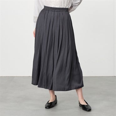 【ポイント20倍対象商品】ナイルサテンスカート レディス ESSEME(エシーム)(ウスグレー-XL)