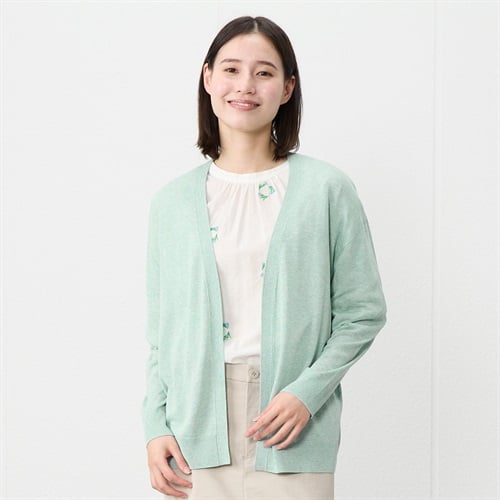 売れ筋商品|||アンナ フィールド ニット&セーター レディース アウター Cardigan - light green Peruvian Organic Cotton Crimp Cardigan | EILEEN FISHER