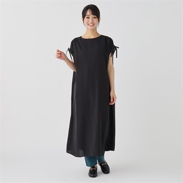 袖ドロストAラインワンピース レディス ESSEME(エシーム)(クロ-M)