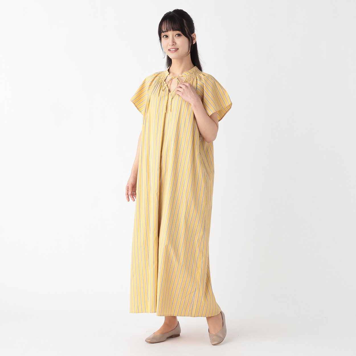 オースチンリード ネイビー フレアスリーブ ワンピース　美品 &. NOSTALGIA（アンドドットノスタルジア）の「ストライプ