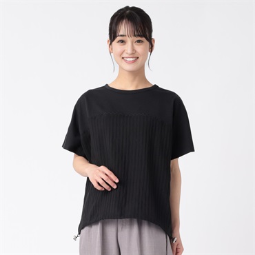 おあさ。ESSEMEカットソー。サイズL。 ESSEME】 エシーム L カットソー ニットソー 切替 グレー 長袖