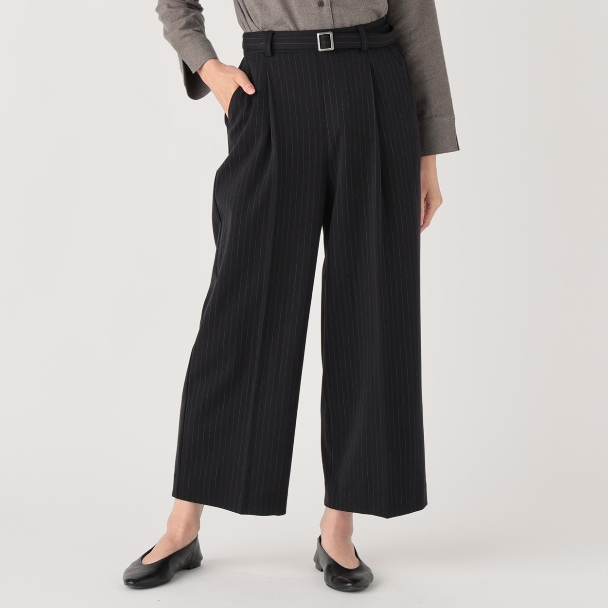 ベルト付ストレッチワイドパンツ レディス ESSEME(エシーム) 391715