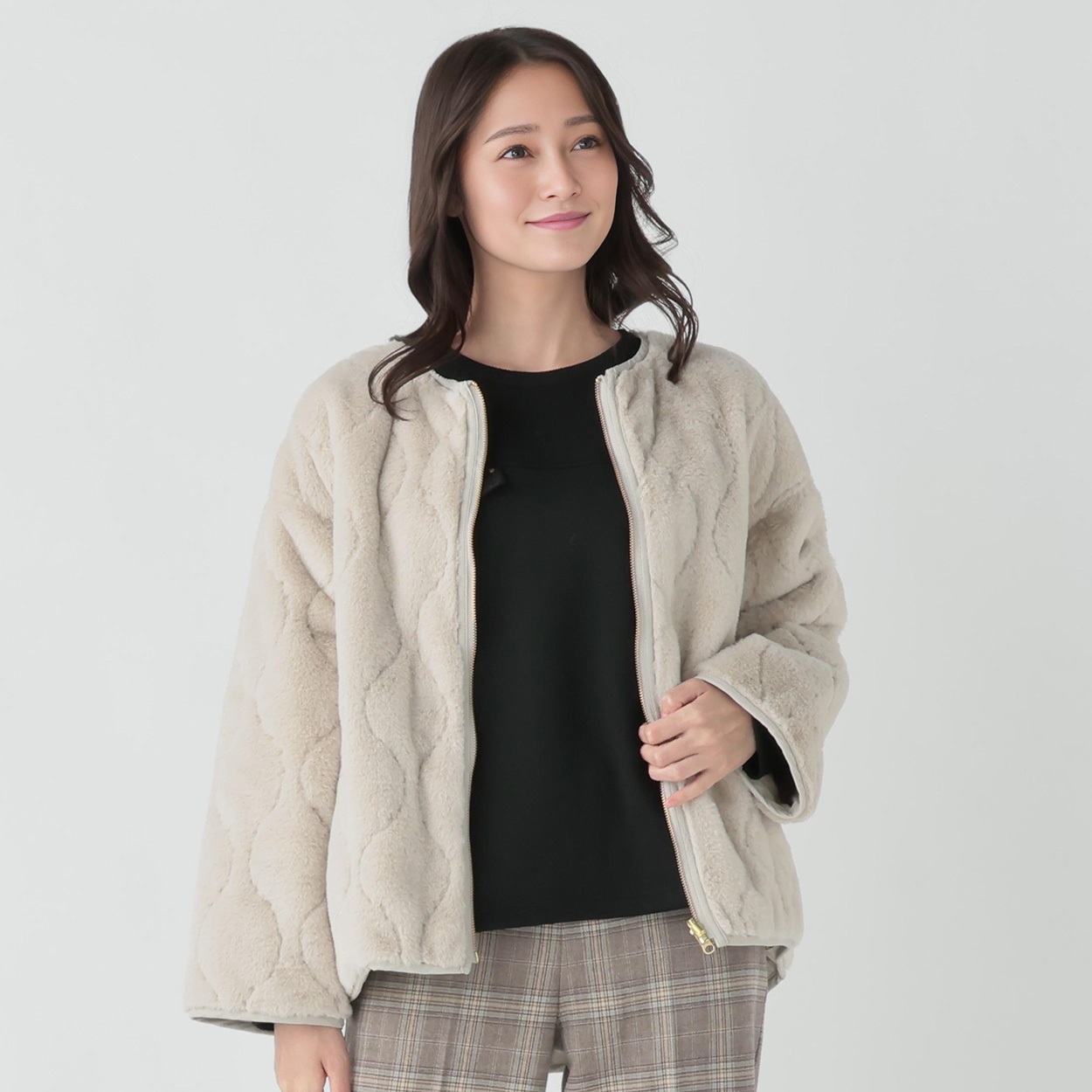 ファー＆キルトリバーシブルジャケット レディス ESSEME(エシーム