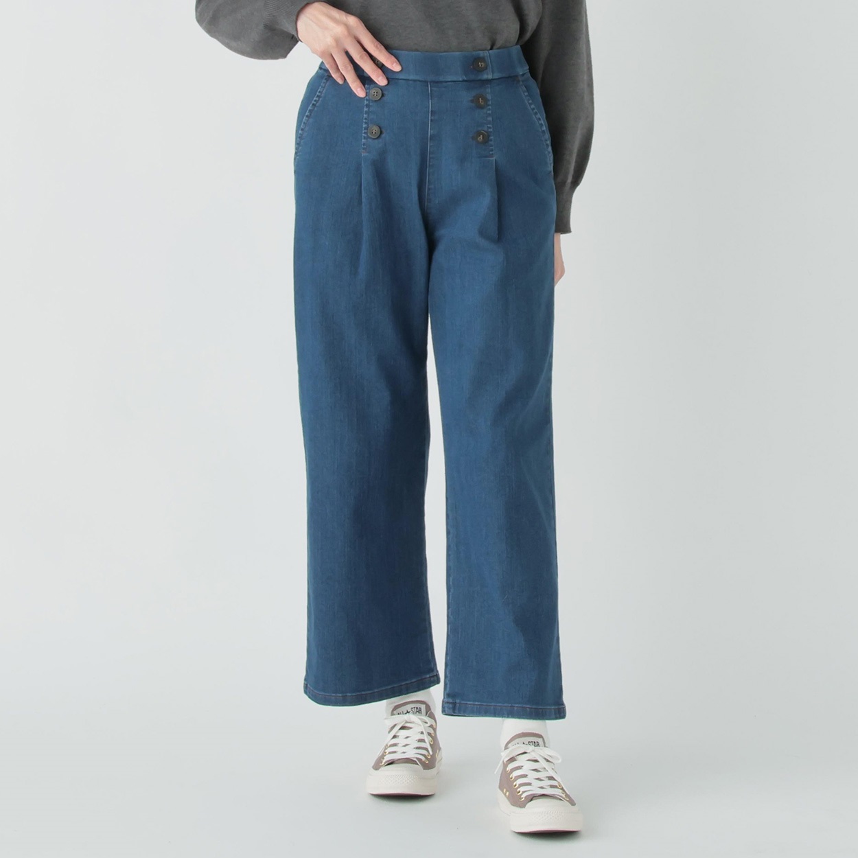 裏起毛デニムワイドパンツ レディス ESSEME(エシーム) 5378533