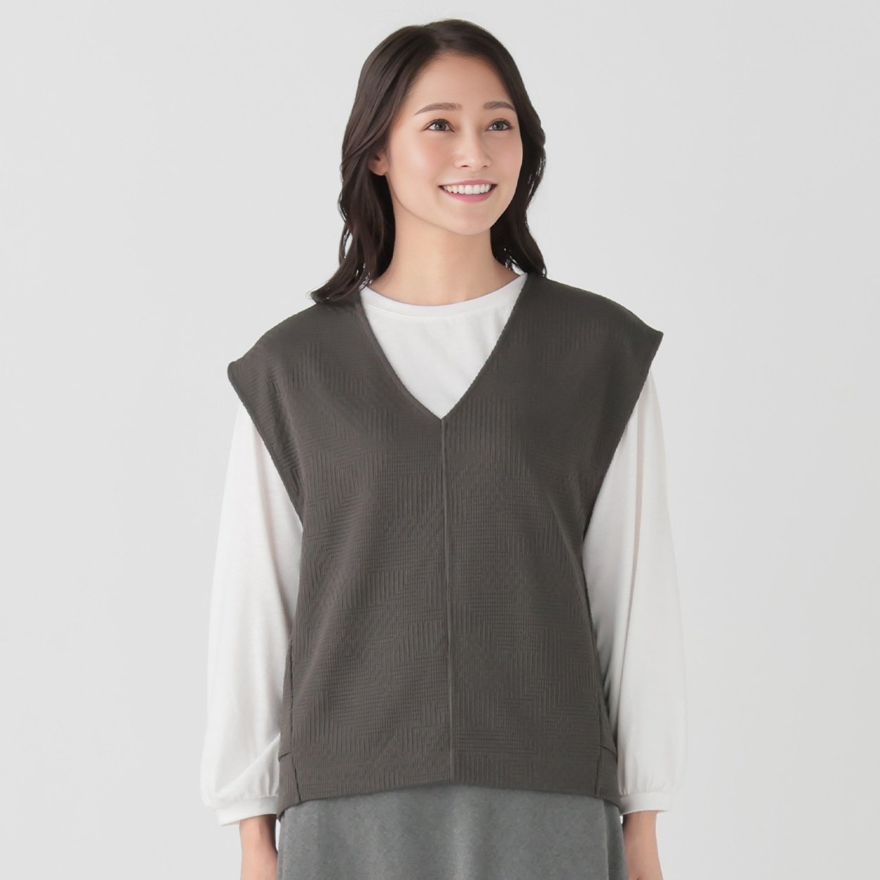 Vネックジャカードベストセット レディス ESSEME(エシーム) 363119