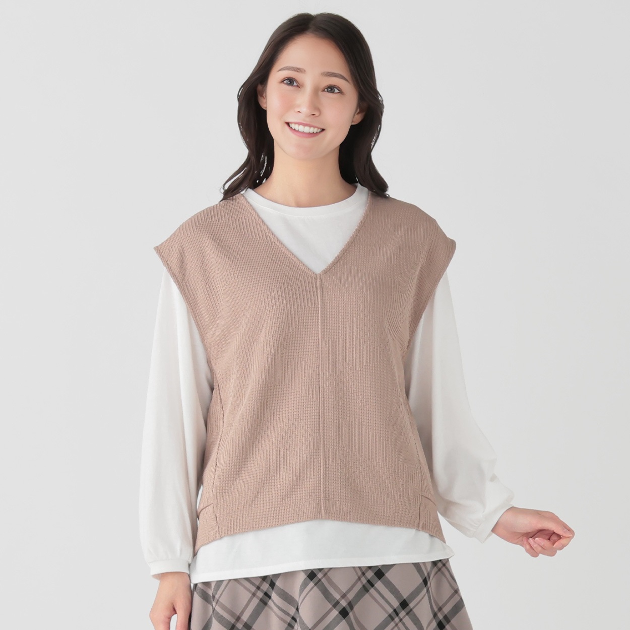 Vネックジャカードベストセット レディス ESSEME(エシーム) 363119