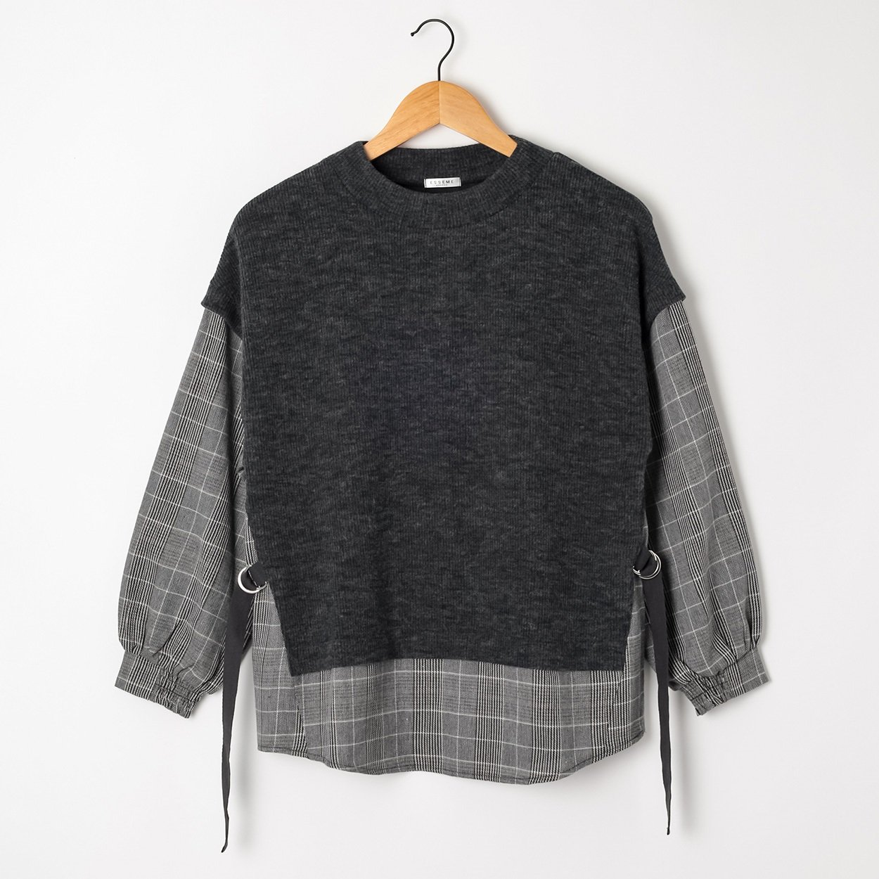 袖チェックレイヤードプルオーバー レディス ESSEME(エシーム) 363123