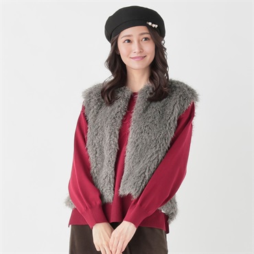 Sale✴ほぼ新品！アヤンテンセルダウンベスト！ ダウンベスト ボア襟ベスト バイカラー暖かいダウンベスト S-L