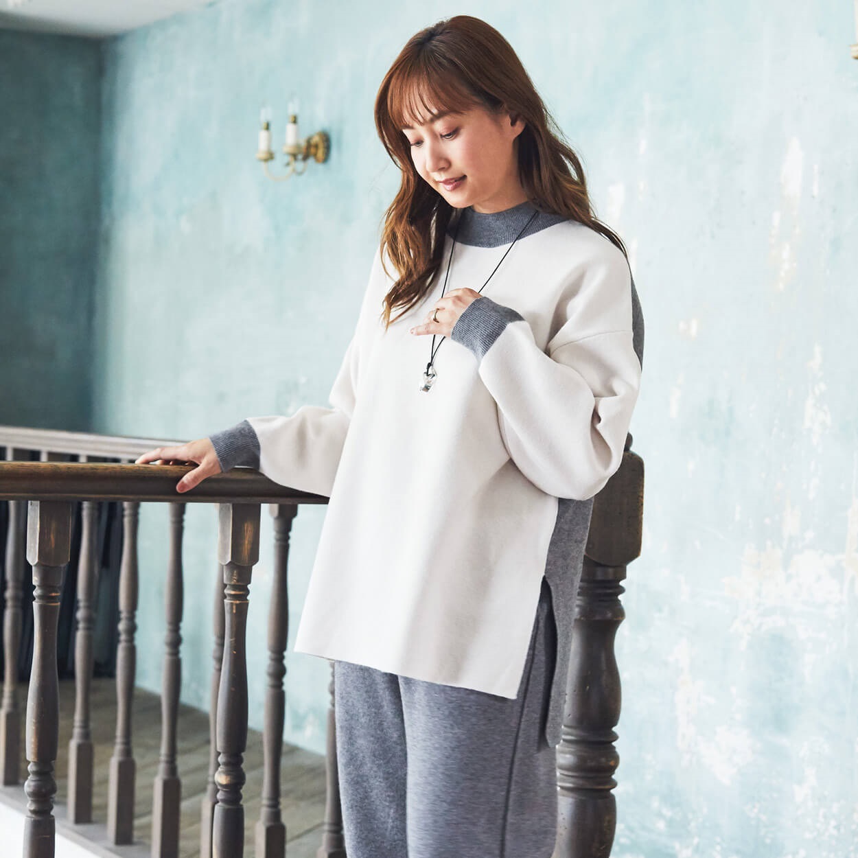 E♡です。 ESSEME×藤本美貴さんコラボ 配色ボクシーチュニック レディス ESSEME