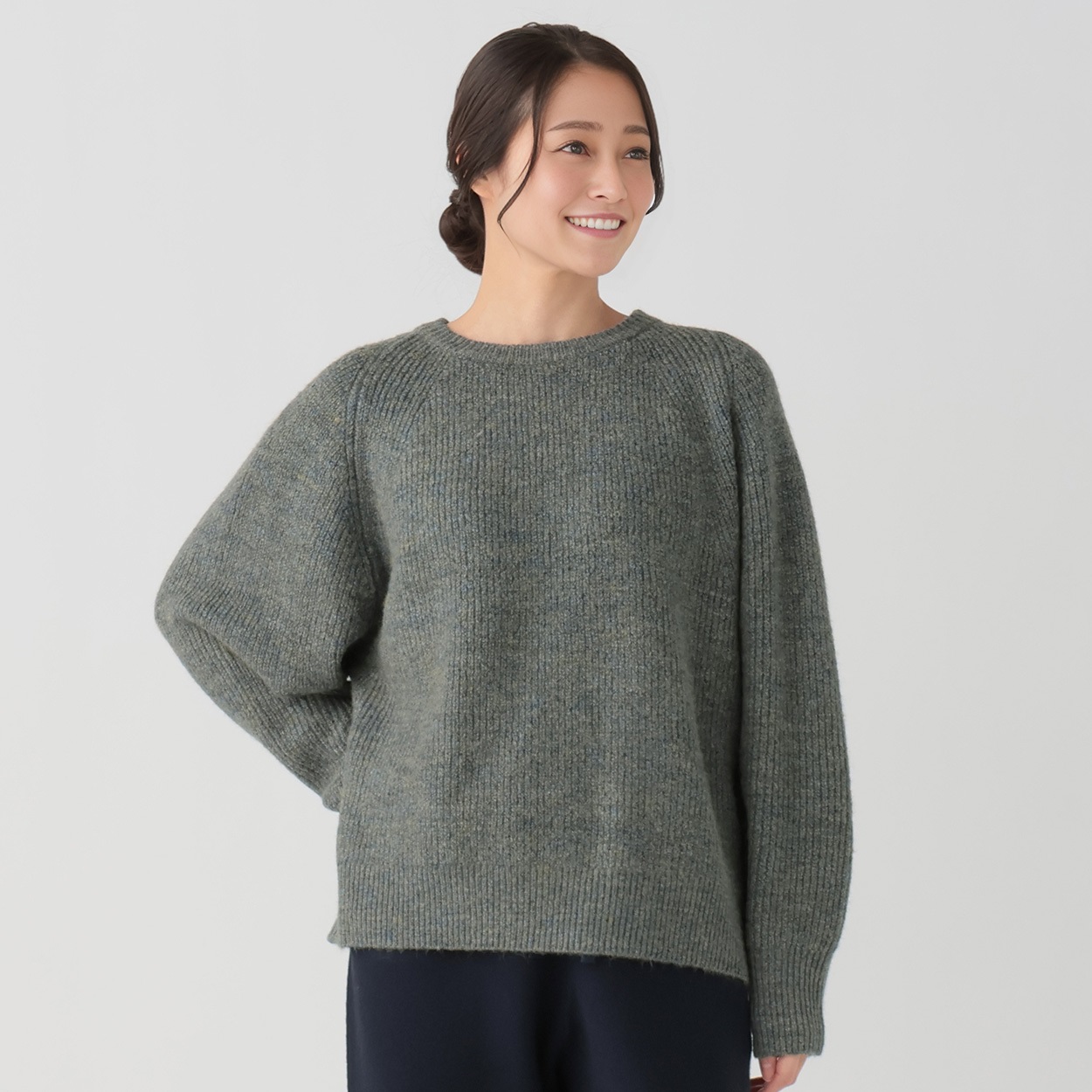 ESSEME×藤本美貴さんコラボ ファンシーヤーン畦ゆるニット レディス