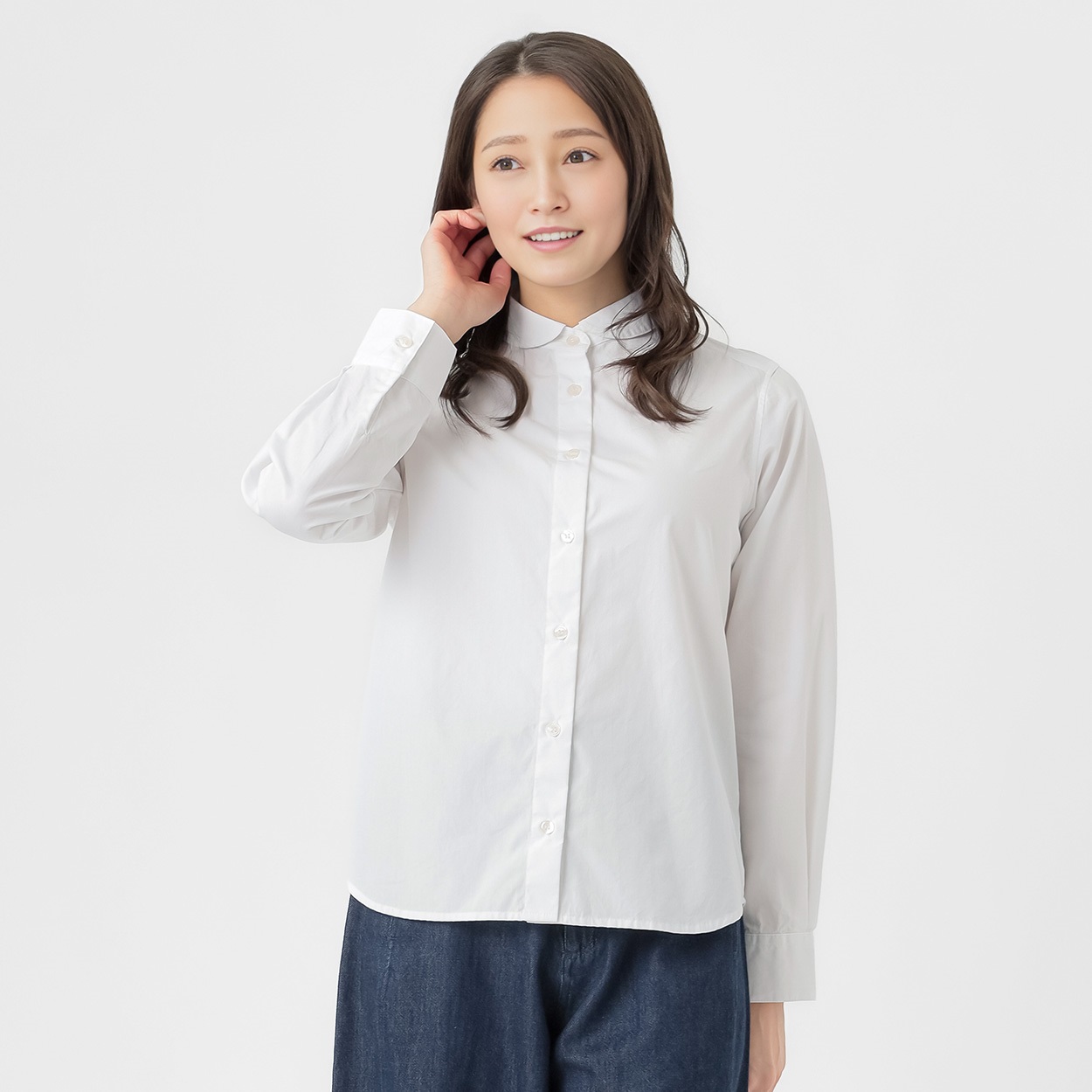 コットン100丸襟シャツ レディス ESSEME(エシーム) 71179-6E | イオン 