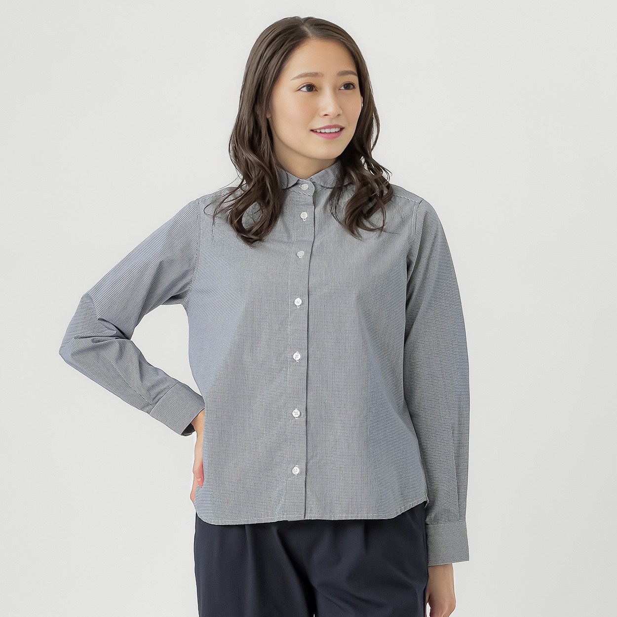 コットン100丸襟シャツ レディス ESSEME(エシーム) 71179-6E | イオン