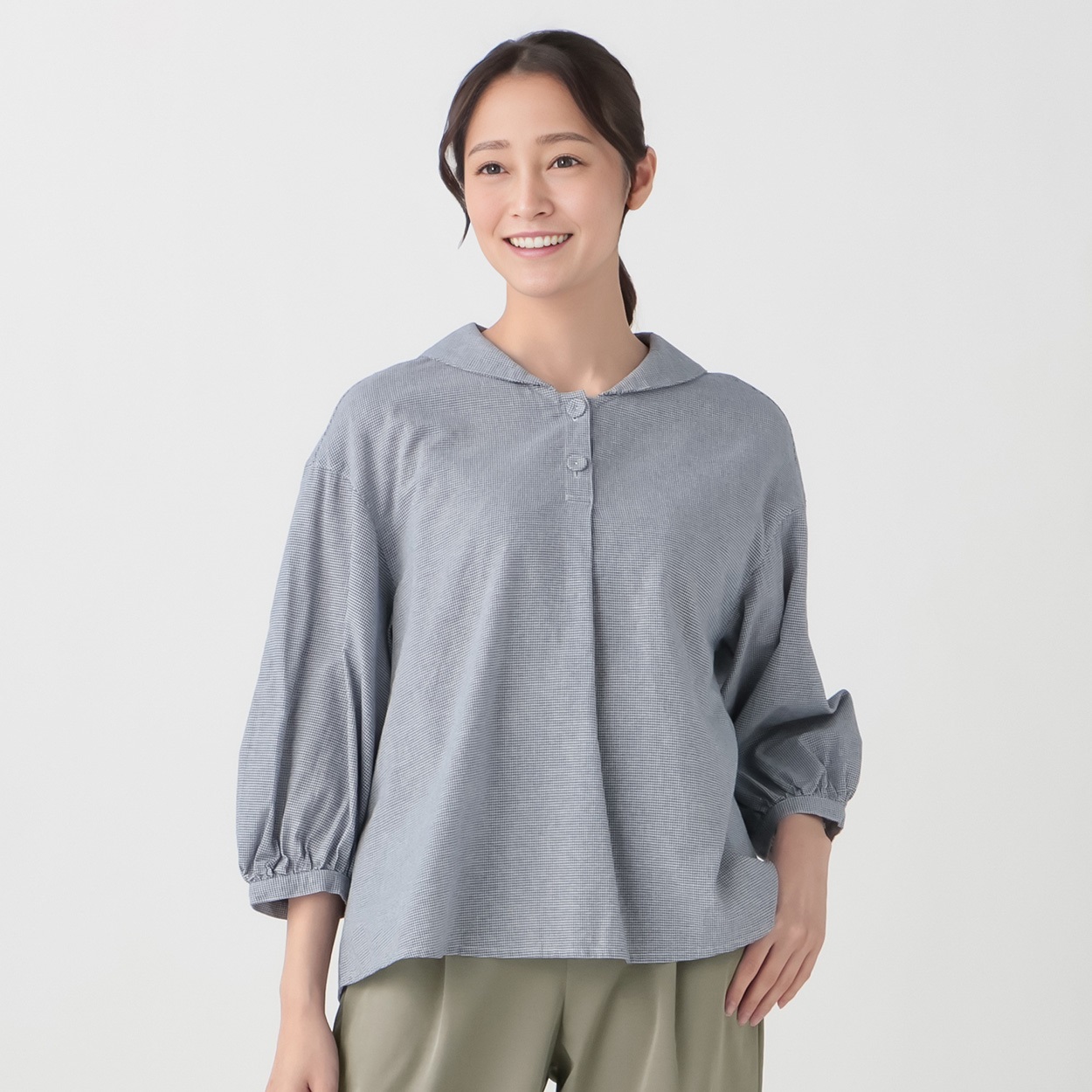 ガーゼセーラーカラーシャツ レディス ESSEME(エシーム) 71181-6E