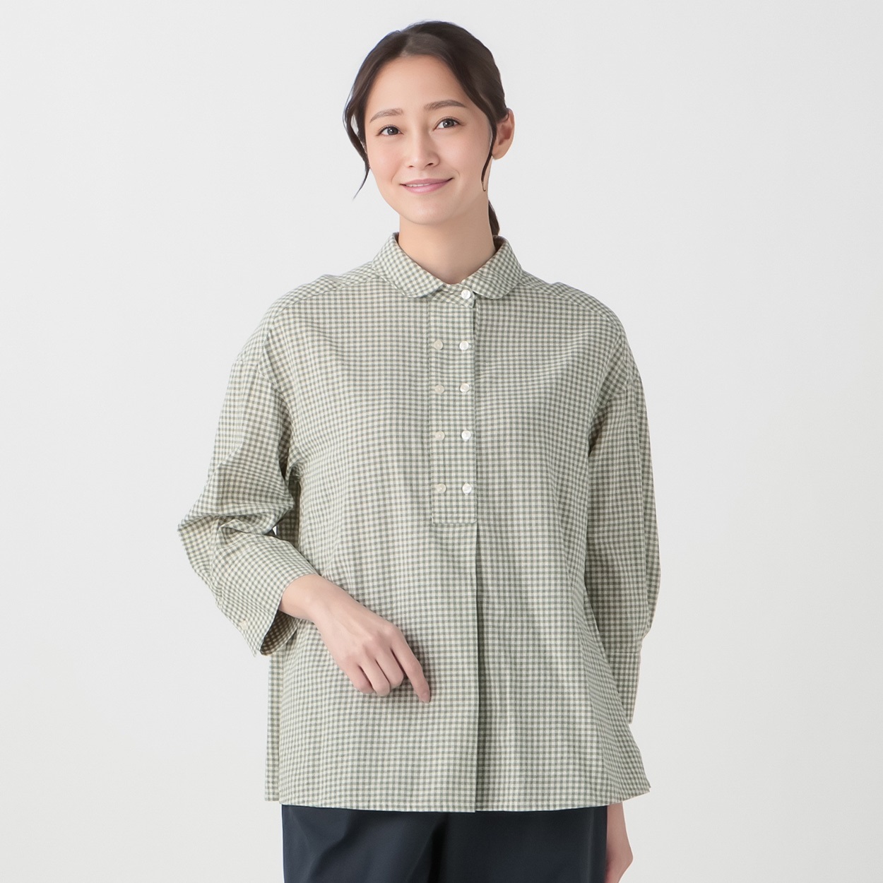 ガーゼダブルボタンシャツ レディス ESSEME(エシーム) 71182-6E