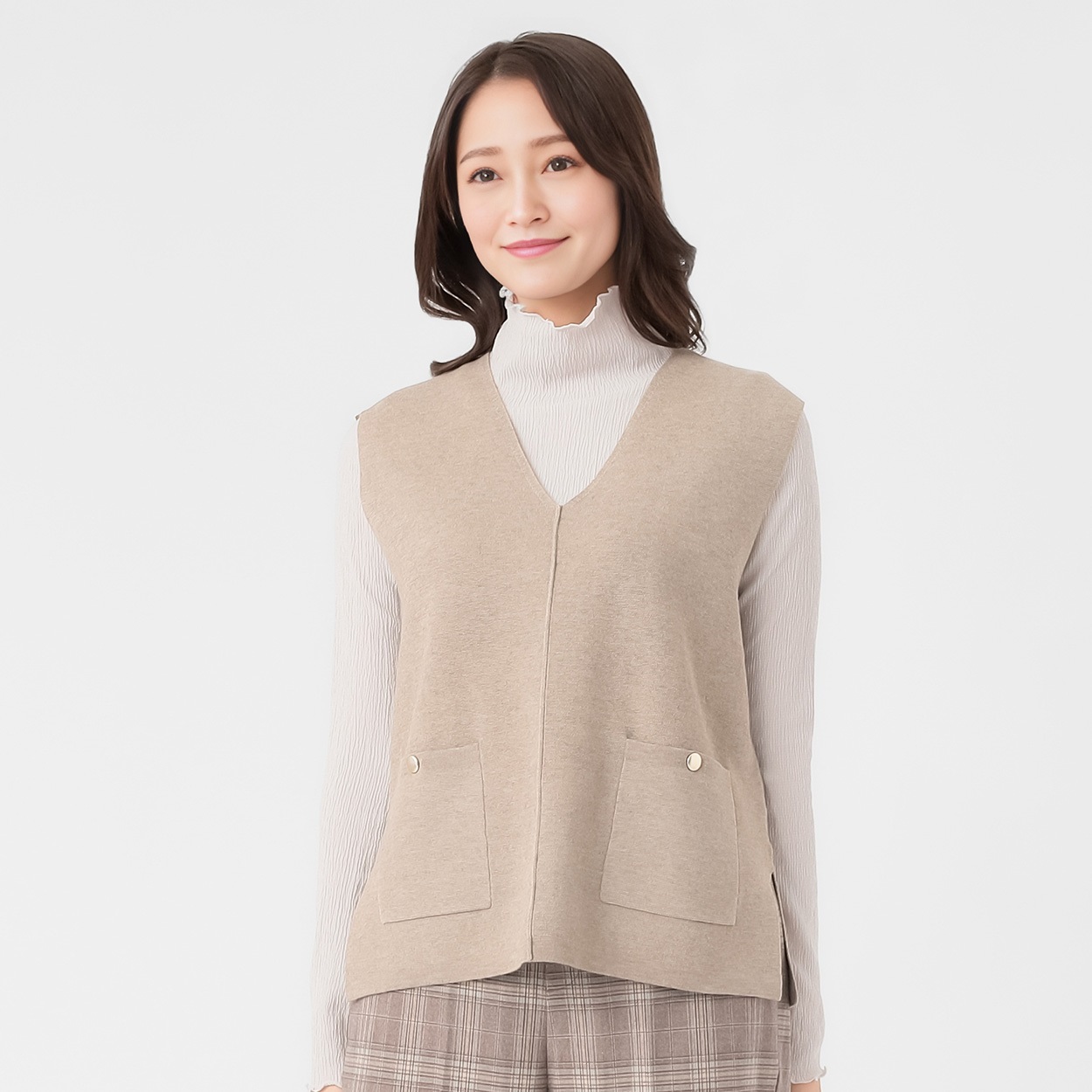 ミラノリブポケ付Vネックベスト レディス ESSEME(エシーム) 691535