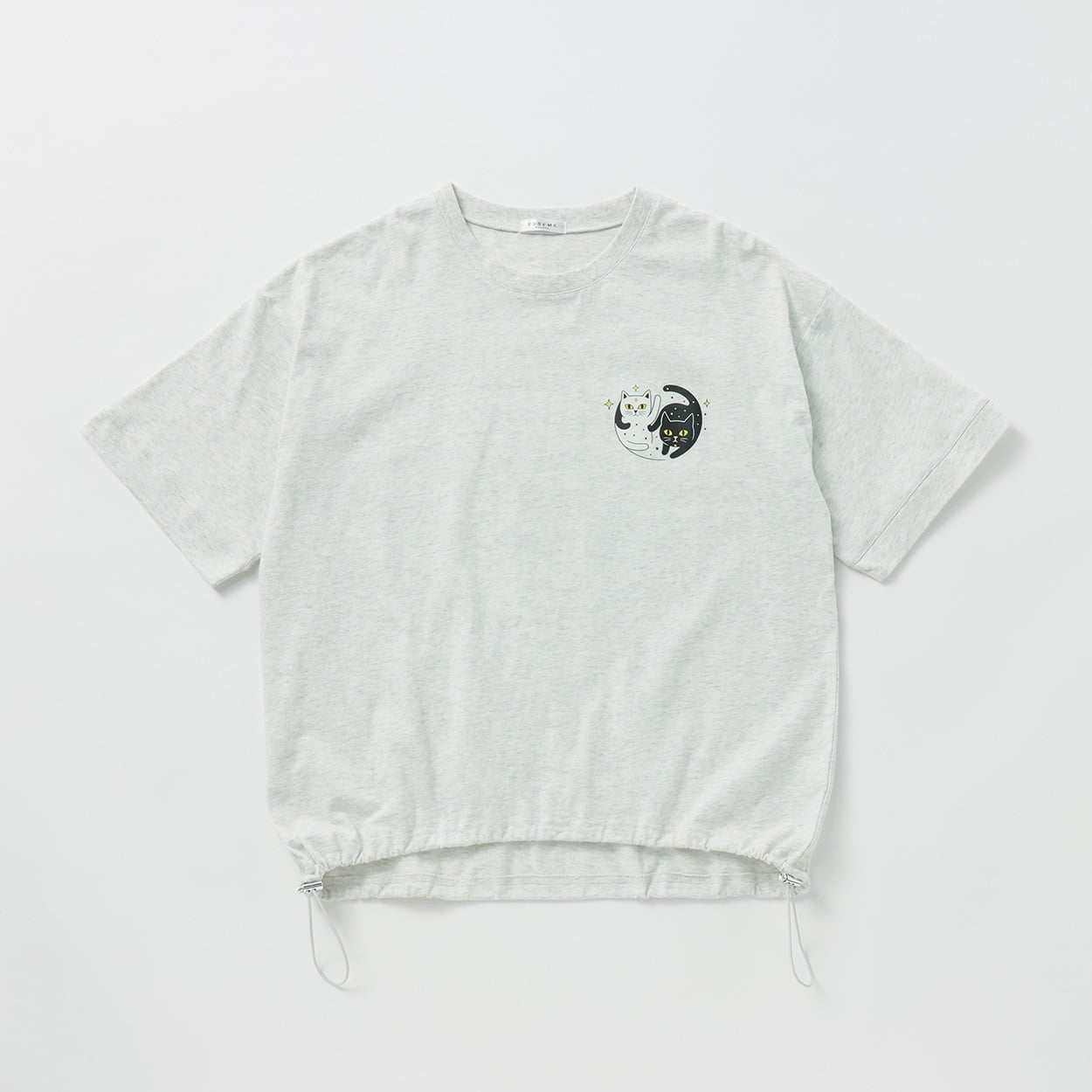 ツインキャッツ裾ドロストTシャツ レディス ESSEME(エシーム) 350015J(ウスクロ-L)