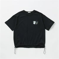 ツインキャッツ裾ドロストTシャツ レディス ESSEME(エシーム) 350015J(クロ-M)