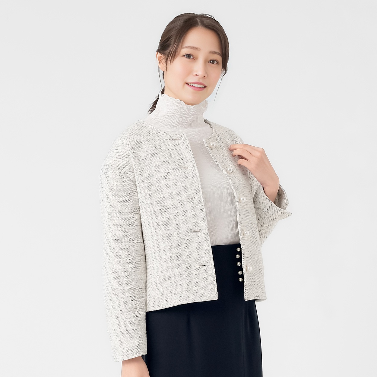 パールボタンツイードジャケット レディス ESSEME(エシーム) 232237