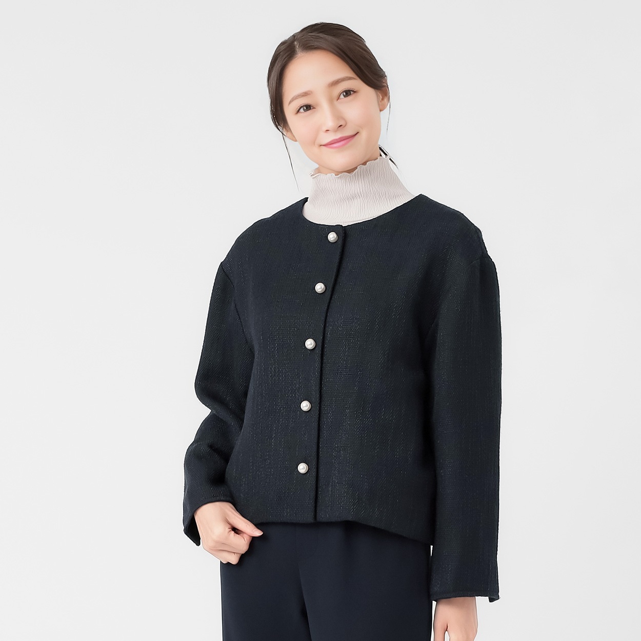 パールボタンツイードジャケット レディス ESSEME(エシーム) 232237