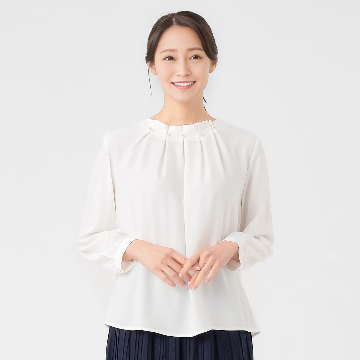 パール襟タックブラウス レディス ESSEME(エシーム) 232241 | イオン