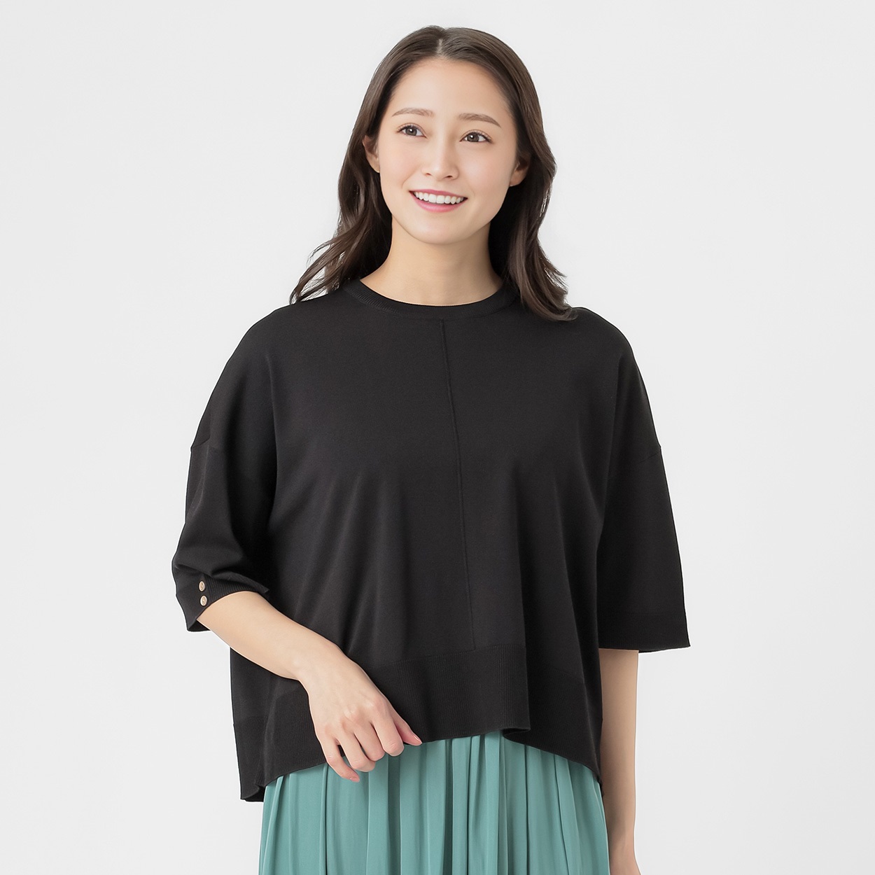 ドライレーヨンボクシーニット レディス ESSEME(エシーム) 695249(クロ-XL)