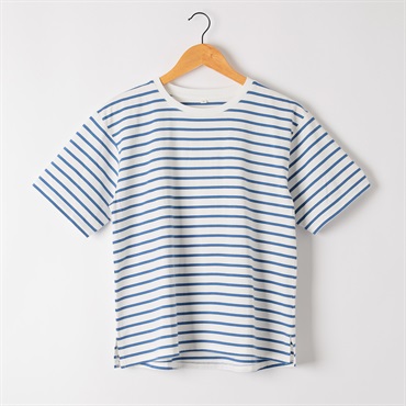 オーガニックコットン半袖Tシャツ レディス ESSEME(エシーム)(Ａアオ-M)
