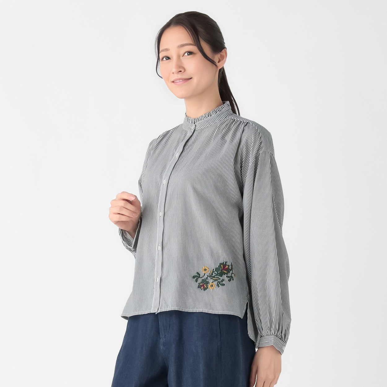 ストライプ刺繍シャツ レディス ESSEME(エシーム) II-ES26-06 | イオン