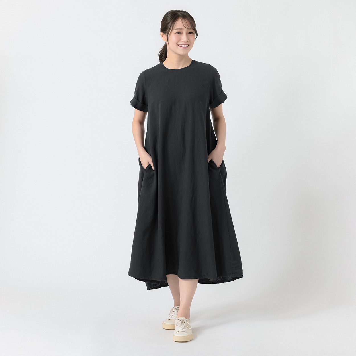 レーヨン麻Aラインワンピース レディス ESSEME(エシーム) 71209-6E