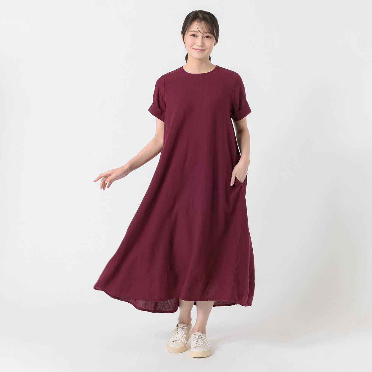 レーヨン麻Aラインワンピース レディス ESSEME(エシーム) 71209-6E