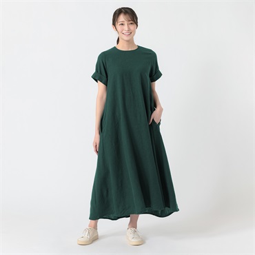 レーヨン麻Aラインワンピース レディス ESSEME(エシーム) 71209-6E(コイミドリ-M)