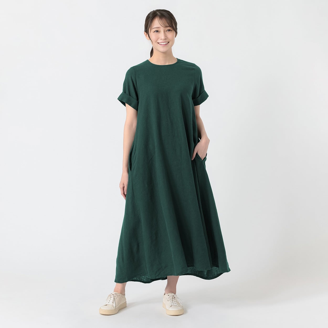 レーヨン麻Aラインワンピース レディス ESSEME(エシーム) 71209-6E