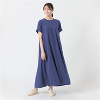 レーヨン麻Aラインワンピース レディス ESSEME(エシーム) 71209-6E(Ａアオ-M)