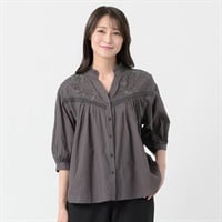 スキッパー肩刺繍ブラウス レディス ESSEME(エシーム) II-ES26-01(チャコ－ルグレ－-M)