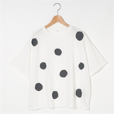 手書き風ドットプリントゆるTシャツ レディス Merrish Days(メリッシュデイズ) DA261HY327(アイボリー-M)