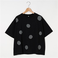 手書き風ドットプリントゆるTシャツ レディス Merrish Days(メリッシュデイズ) DA261HY327(クロ-M)