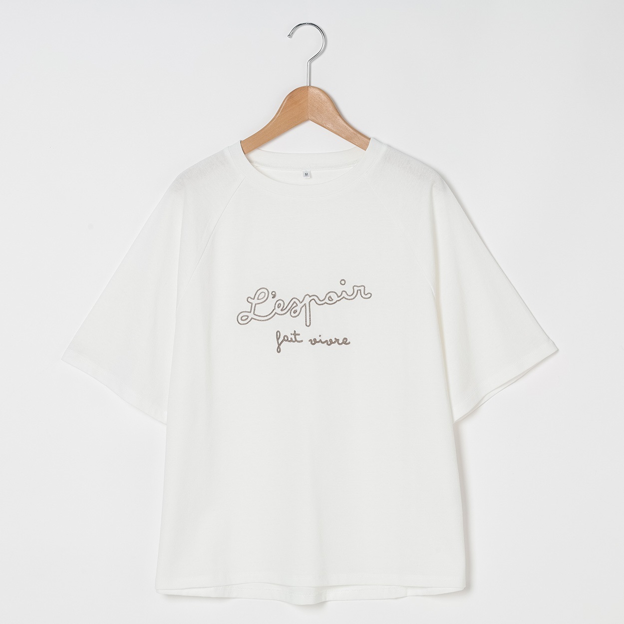 チェーン刺繍ラグランTシャツ レディス Merrish Days(メリッシュデイズ)  DA261HY328(アイボリー-XL)